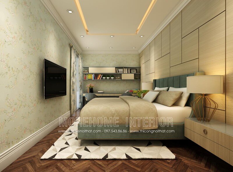 Giường ngủ chung cư tân cổ điển Giường ngủ chung cư tân cổ điển