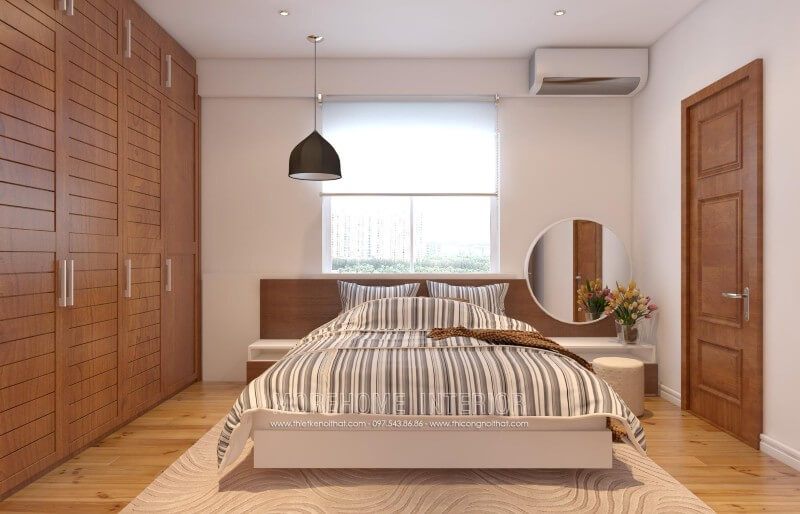 Thiết kế giường ngủ hiện đại kết hợp tab đầu giường tạo nên sự thoải mái và tiện nghi nhất cho gia chủ